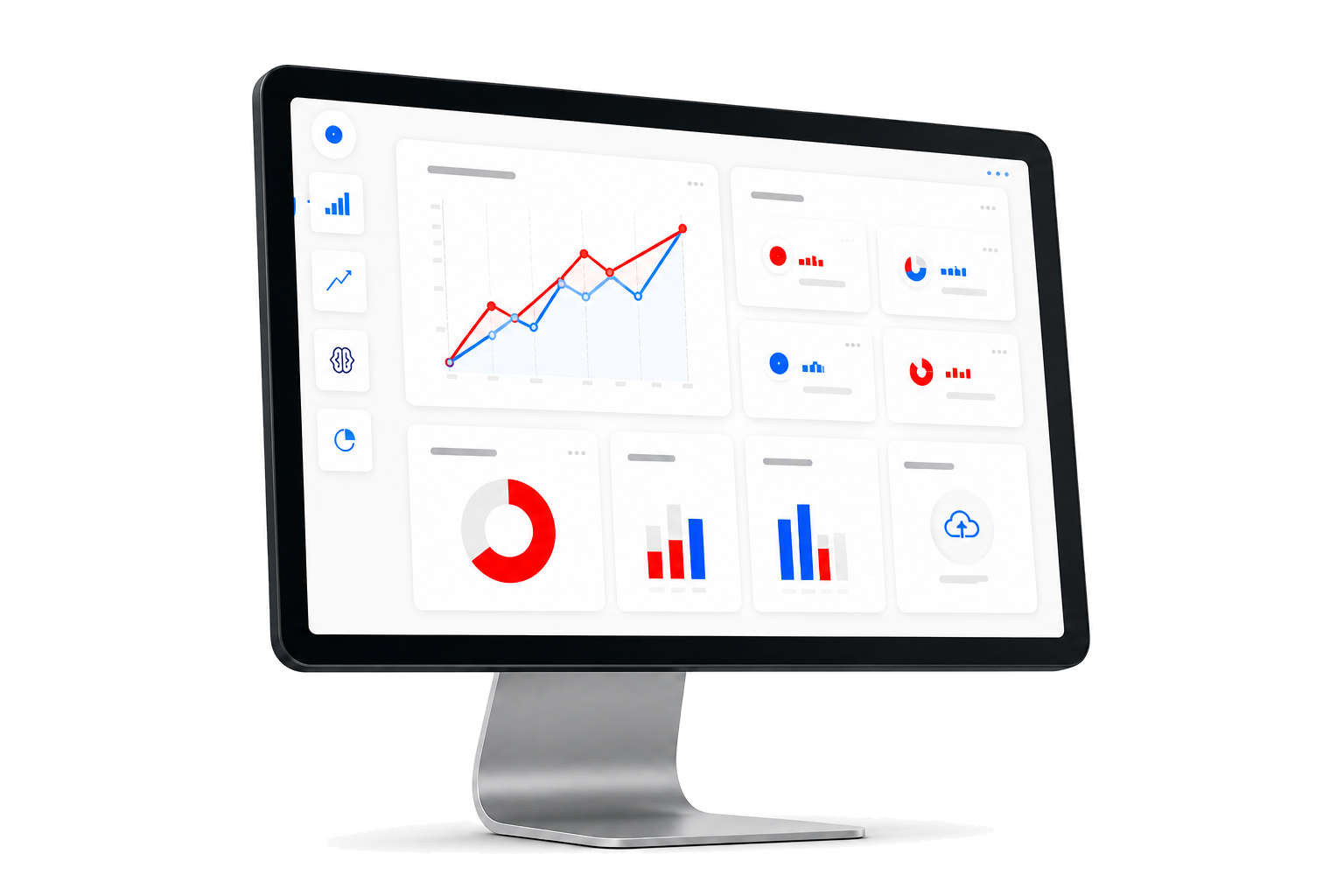 Screen display of an analytics dashboard with charts and key figures